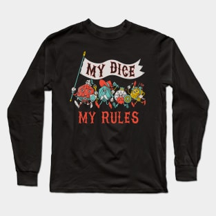 My Dice My Rules - Vintage Cartoon Fantasy Dice Long Sleeve T-Shirt